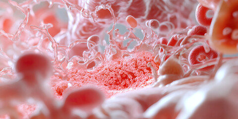 Fototapeta premium Digital Rendering of Cellular Structures in Fluid