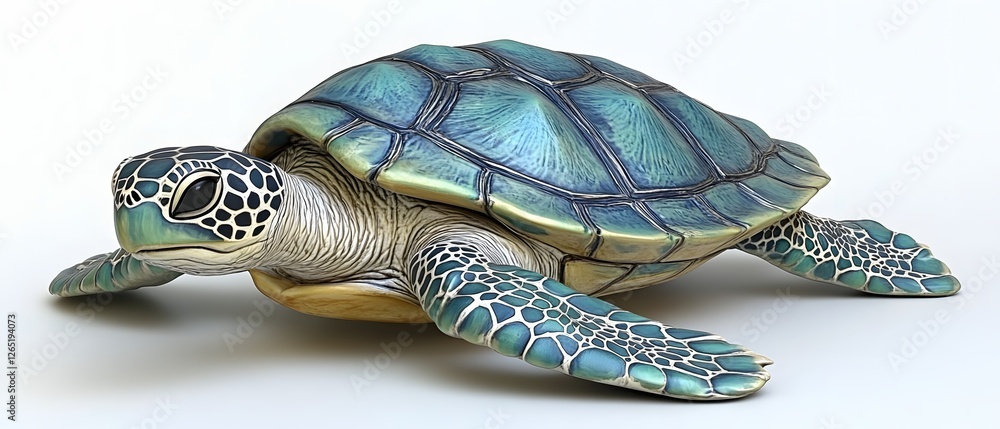 Aufkleber detailed close up of a sea turtle with intricate shell and skin patterns