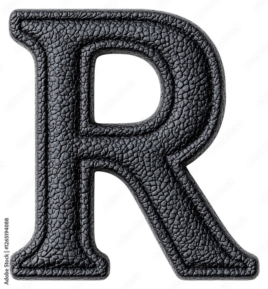 Poster textured dark gray uppercase letter r isolated on transparent background design element