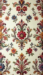 Fototapeta premium Intricate floral damask wallpaper pattern in muted tones, art, aesthetic