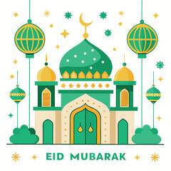 Ramadan & Eid Mubarak Greeting Cards vector illustration 