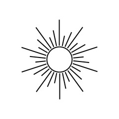 Obraz premium Minimalistic sun rays. Icon for website or emblem for company. Fireworks explosion. Linear vector illustration isolated on white background