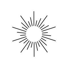 Minimalistic sun rays. Icon for website or emblem for company. Fireworks explosion. Linear vector illustration isolated on white background