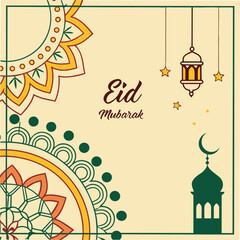Ramadan & Eid Mubarak vector illustration