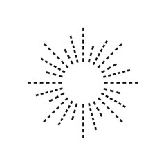 Fototapeta premium Minimalistic sun rays. Icon for website or emblem for company. Fireworks explosion. Linear vector illustration isolated on white background