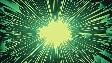 Obraz premium Vibrant Green Comic-Style Background with Thunderbolts for High-Impact Dialog or Text