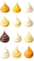 Twelve Creamy Swirls of Delicious Toppings on a Clean White Background Studio Shot