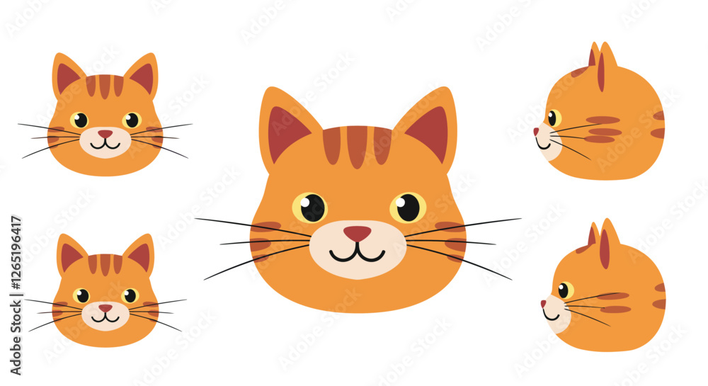 Poster the image transitions from a front view to various side profiles of the cat character.
