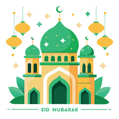 Fototapeta premium Ramadan & Eid Mubarak Greeting Cards vector illustration 