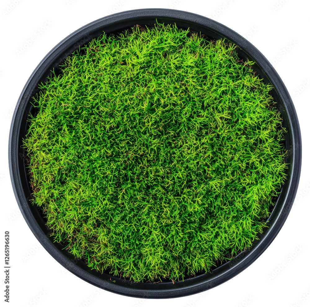 Aufkleber vibrant green grass texture in circular pattern overhead view transparent background