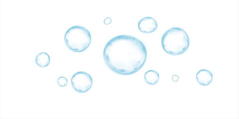 Soap bubbles on a white background, painted in watercolor. PNG