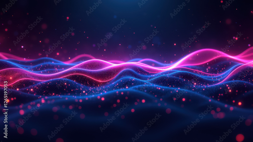 Poster a vibrant abstract background featuring flowing lines and particles, perfect for ci/cd, devops, or t
