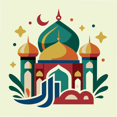 Fototapeta premium Ramadan & Eid Mubarak Greeting Cards vector illustration 
