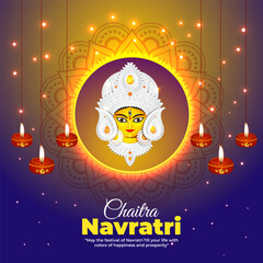 Fototapeta premium Vector illustration of Chaitra Navratri social media template