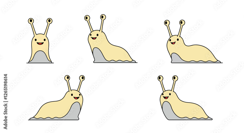 Poster The first frame shows the snail standing upright while the second displays it in a relaxed position.