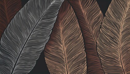 Line art palm leaf. Minimal continuous line tropic leaf foliage drawing illustration. Tropical modern plant  design background. perfect any project.