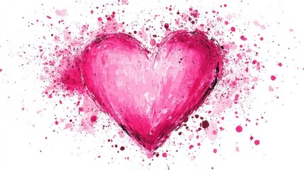 Pink heart splash, love symbol, romantic design, Valentines Day card