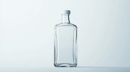Empty glass bottle on white background, studio shot, product mockup