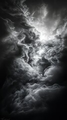 Abstract Swirling White Smoke on Dark Background  
