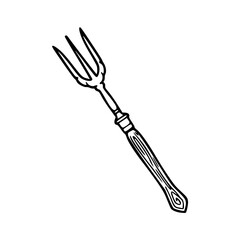 a black and white drawing of a vintage style fork