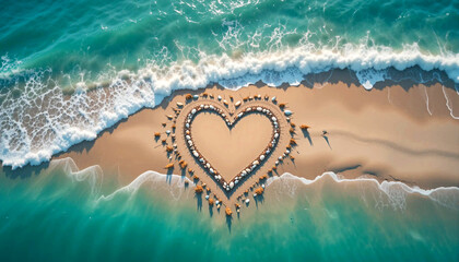 Obraz premium Romantic Beach Art Captured from Above