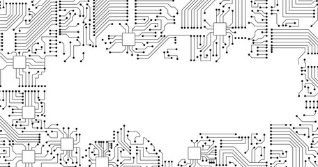 Circuit Board Technology Copy Space Vector Background.  Technology Black Circuit Diagram. Vector illustration