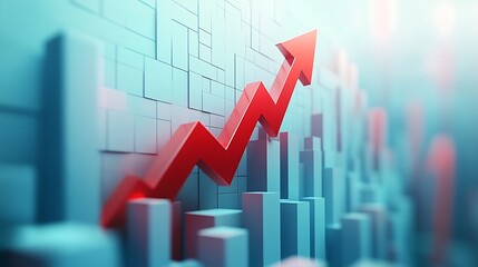 Abstract Digital Financial Chart with Stock Market Data, Abstract digital financial chart with red and blue colors, representing stock market data and trends