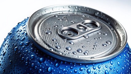 Sweaty Aluminum Soda Can, Isolated on White Background, Copy Space