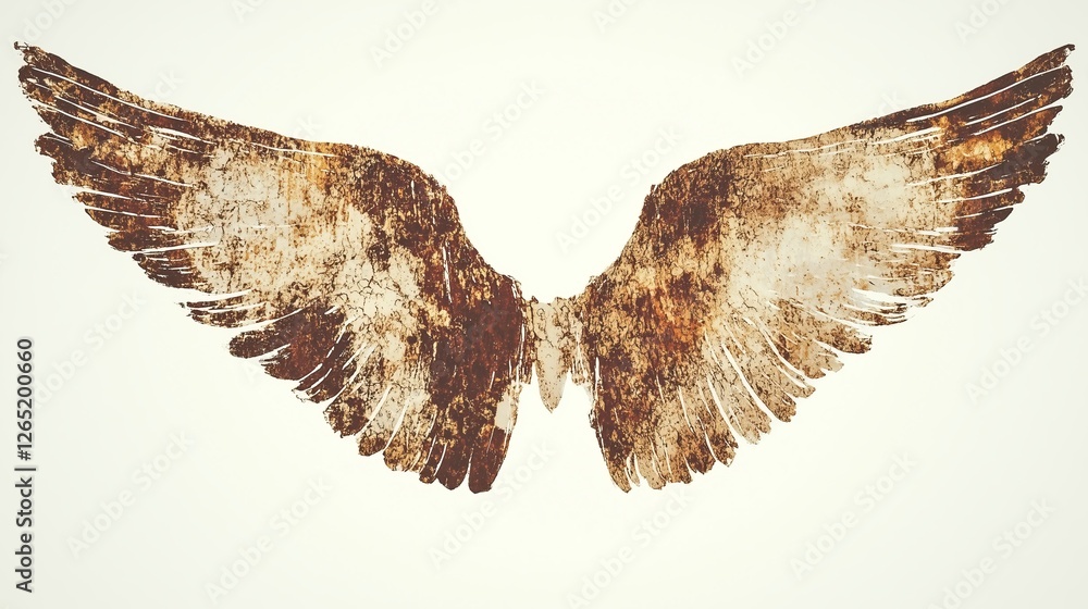 Poster abstract artistic representation of wings in shades of brown and white evoking sense of freedom tran