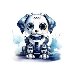 Kleiner Spielzeug Roboter Hund Aquarell Bild