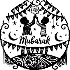 Ramadan & Eid Mubarak vector illustration 