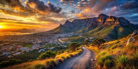 Silhouette Mountain Path Cape Town Table Mountain AI Photography
