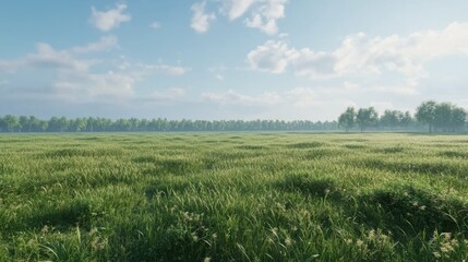 Obraz premium the grass is young fresh in the morning in the field