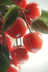 red cherries on a branch