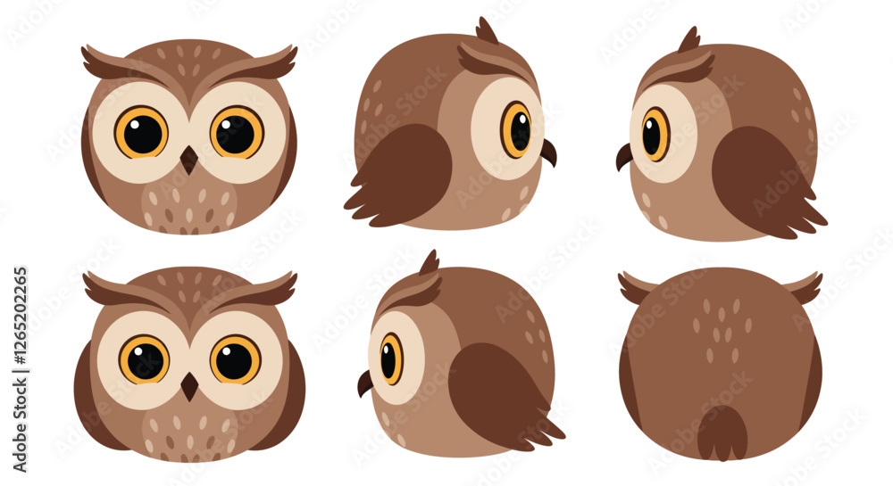 Poster the first frame shows a front view, while the second frame reveals a side profile of the owl.