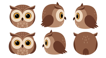 Fototapeta premium The first frame shows a front view, while the second frame reveals a side profile of the owl.