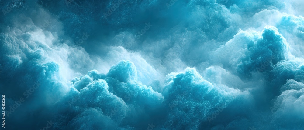 Poster dreamy abstract skyscape with soft blue clouds and ethereal light creating a serene atmosphere