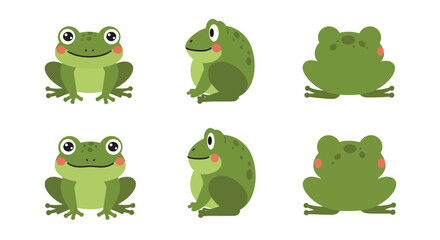 The first frame shows a happy frog, while the second depicts a curious frog looking sideways.