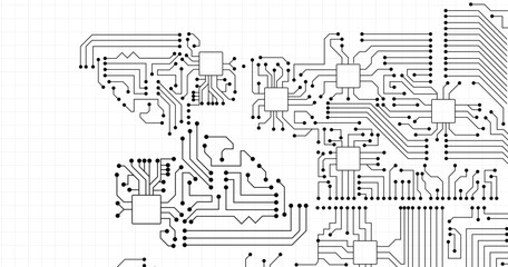 Obraz premium Vector circuit board pattern on a white screen for background technology.