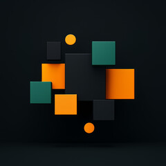 Abstract 3D Art with Metallic and Glossy Geometric Forms