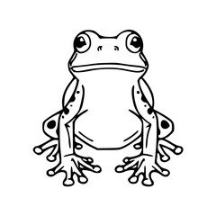 a black and white drawing of a green frog for coloring pages