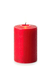 Red candle isolated on a white background.