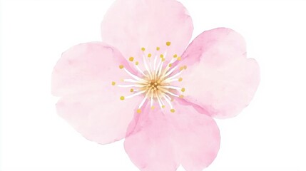 Fototapeta premium Delicate Cherry Blossom Flower Blooming with Soft Pink Petals and Gentle Yellow Stamen
