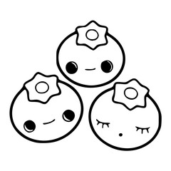 a black and white drawing of a cute smiling berries cartoon for coloring pages