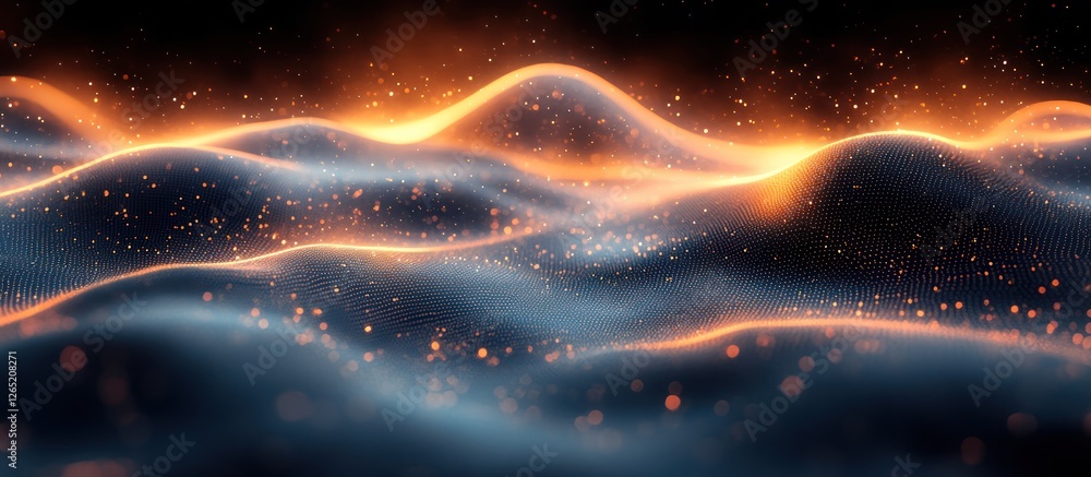 Aufkleber glowing abstract waves with particles.