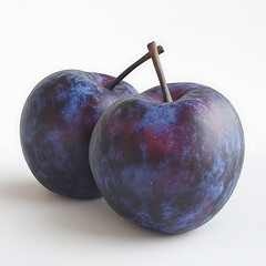 plums on a white background