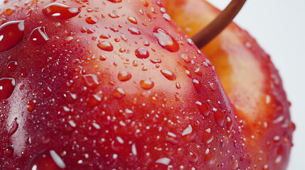 red apple with water drops