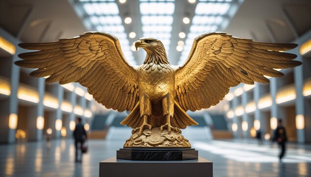 Eagle, hawk, wings, statue, eagle statue, hawk statue, museum, golden eagle, golden hawk, gold, antique, precious, valuable, decoration, spread wings, beautiful, heritage, tribe, Yiyib, history, story