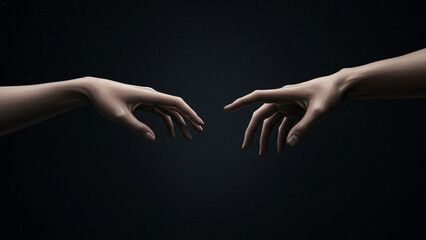 Help Concept hands reaching out to help each other in dark tone