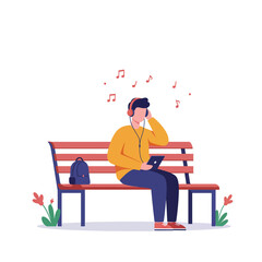 The first frame shows a man relaxing, while the second frame highlights his enjoyment of music.